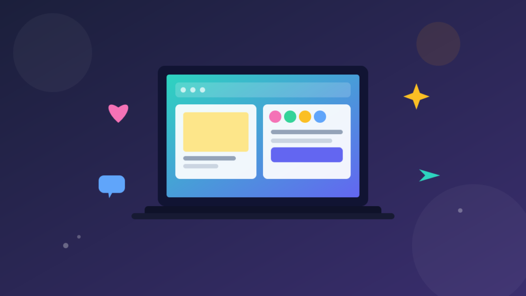 Laptop displaying colorful design and content-creation tool icons