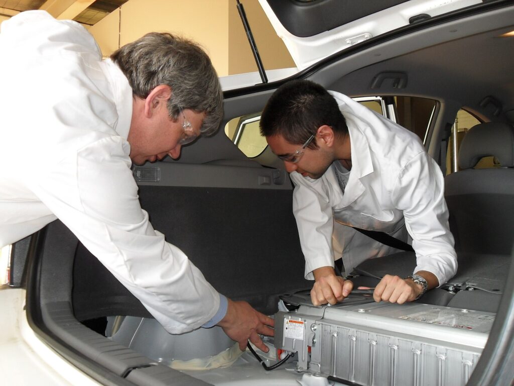 Solid-State Batteries Are Leaving the Lab at Last CSIRO ScienceImage 11473 CSIRO engineers refitting a plugin hybrid electric trial car with a larger battery pack and battery charger which can plug in